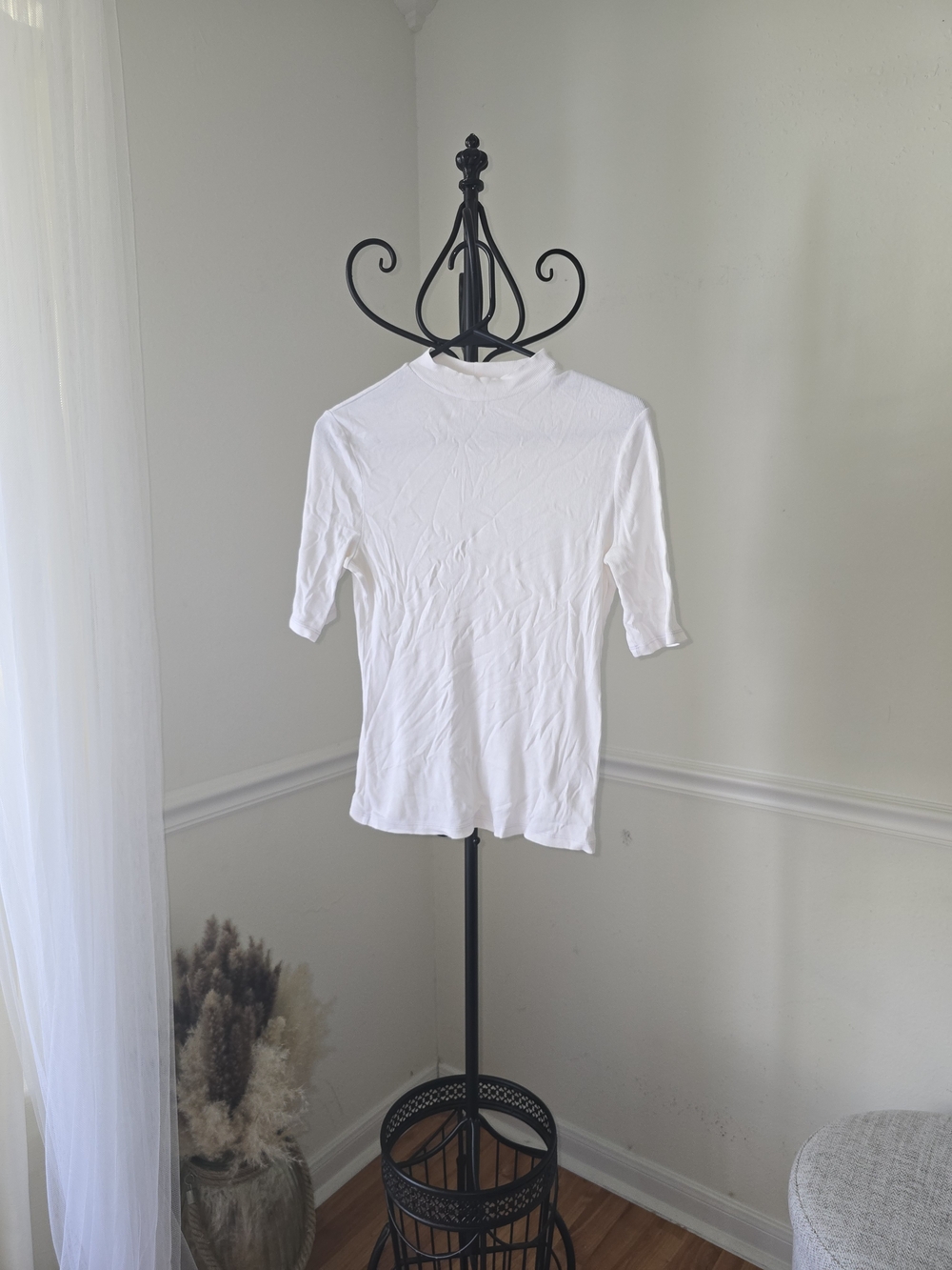 a new day White Ribbed Mock Neck Top
